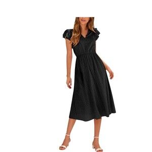 Casual Black Midi Summer Dress Small